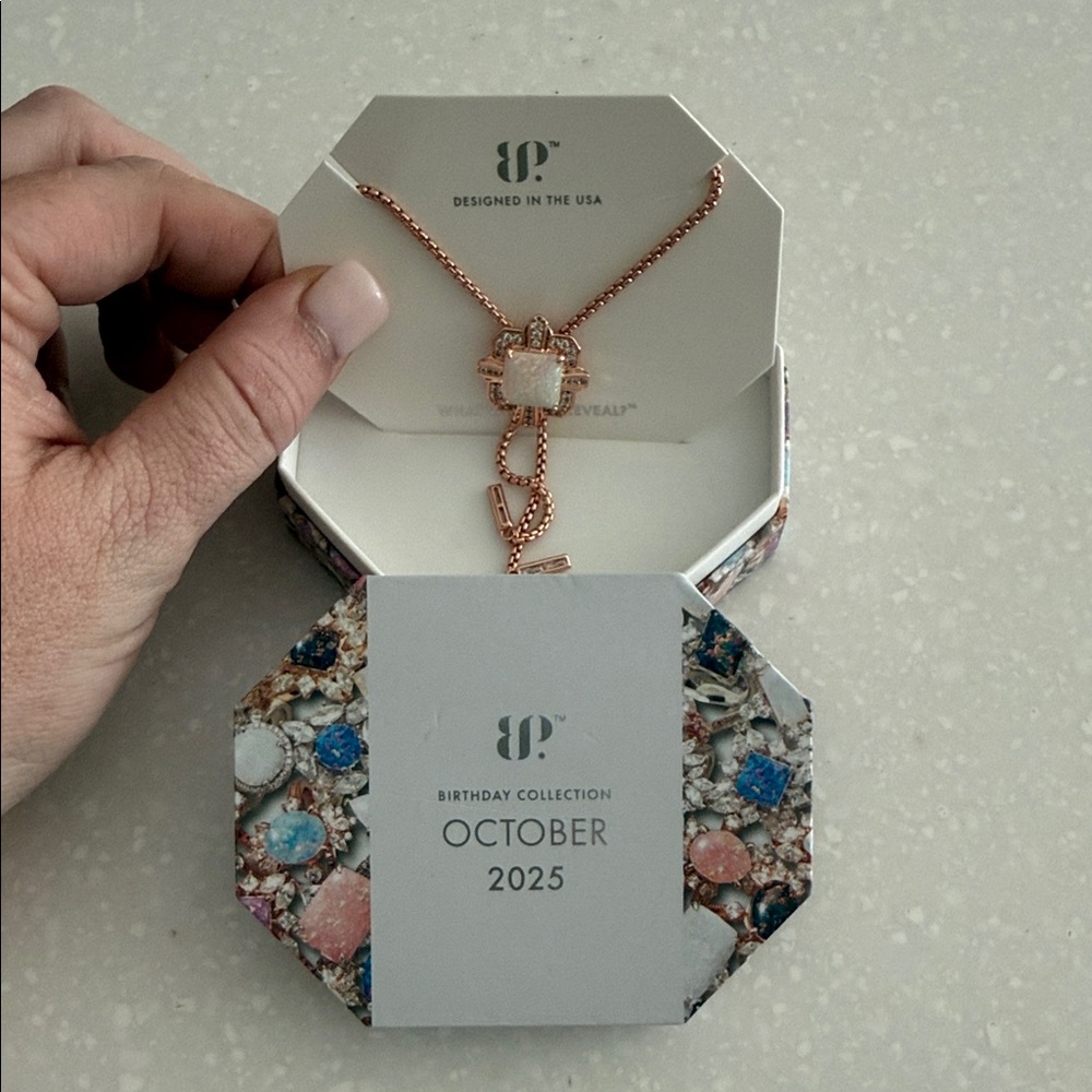 OCT 2025 BOLO Rose Gold Necklace with White Stone by BP